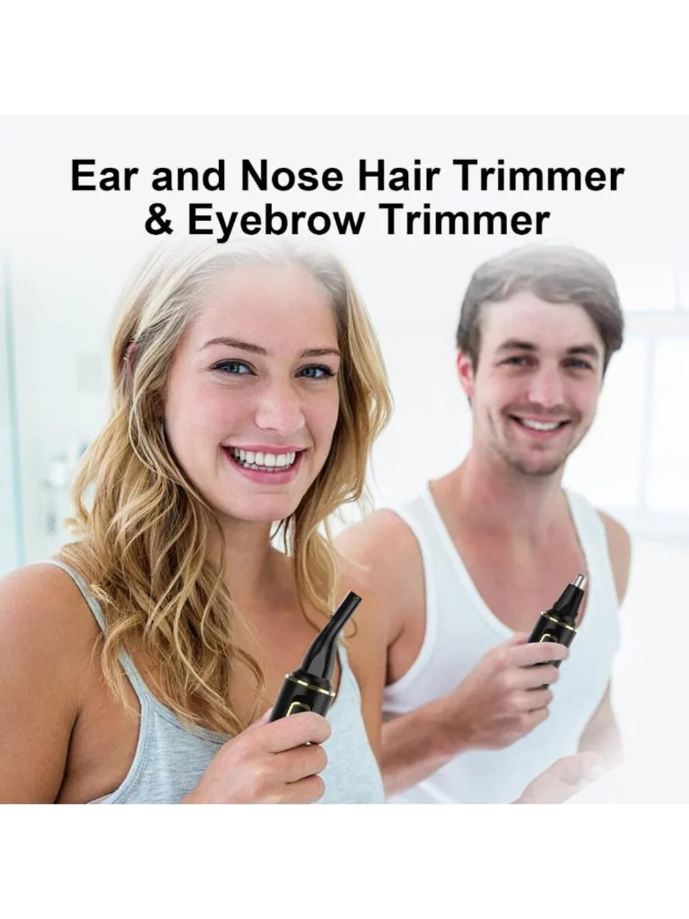 Rechargeable 2-in-1 Nose & Ear Hair Trimmer, Painless, Waterproof, Dual Edge